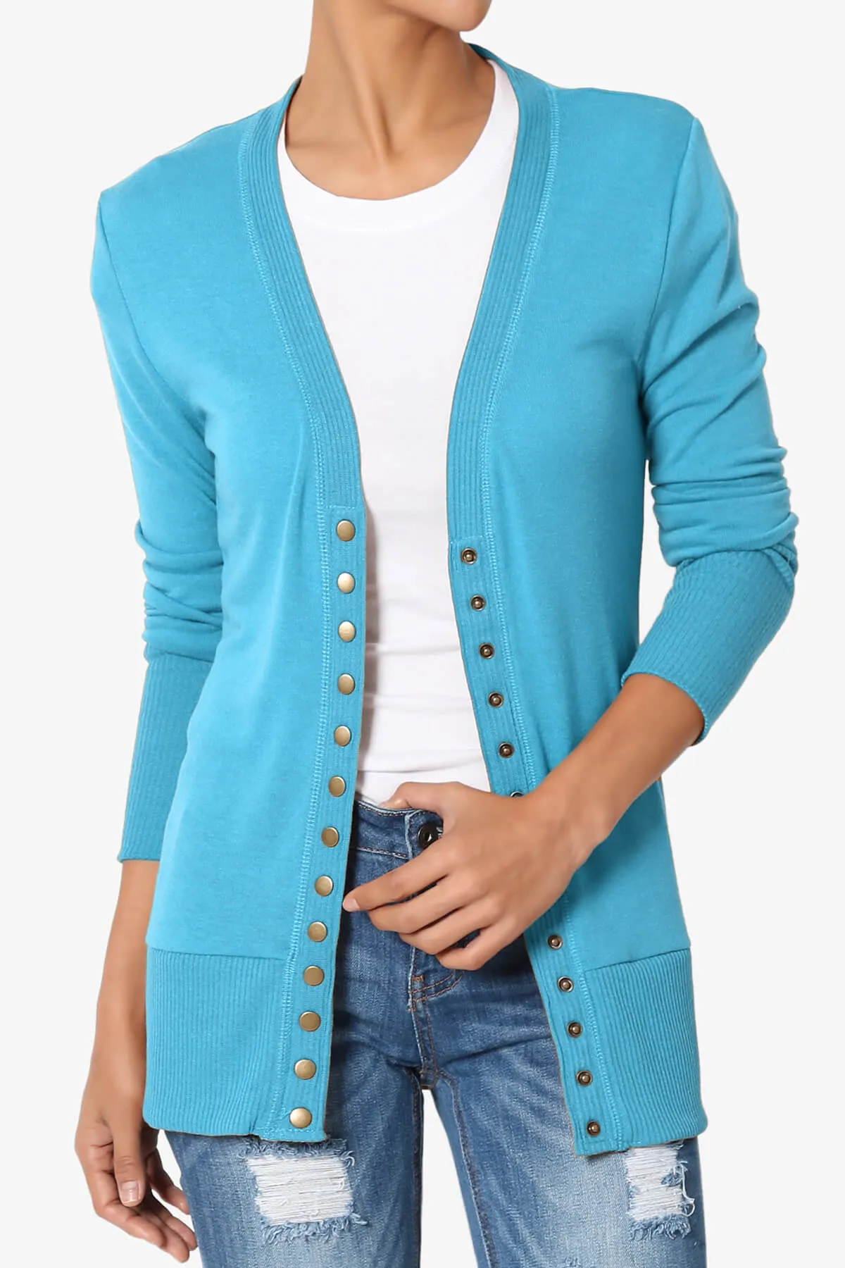 Braeden Snap Button V-Neck Cardigan PLUS
