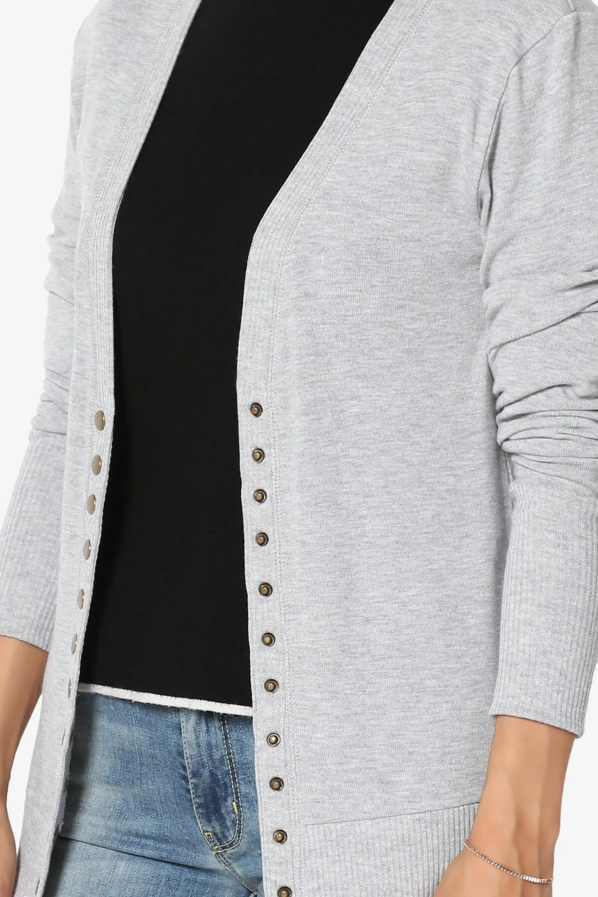 Braeden Snap Button V-Neck Cardigan PLUS