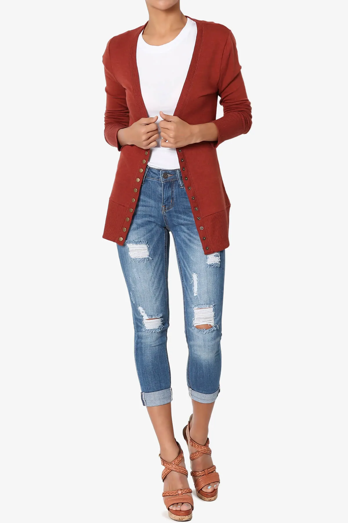 Braeden Snap Button V-Neck Cardigan PLUS