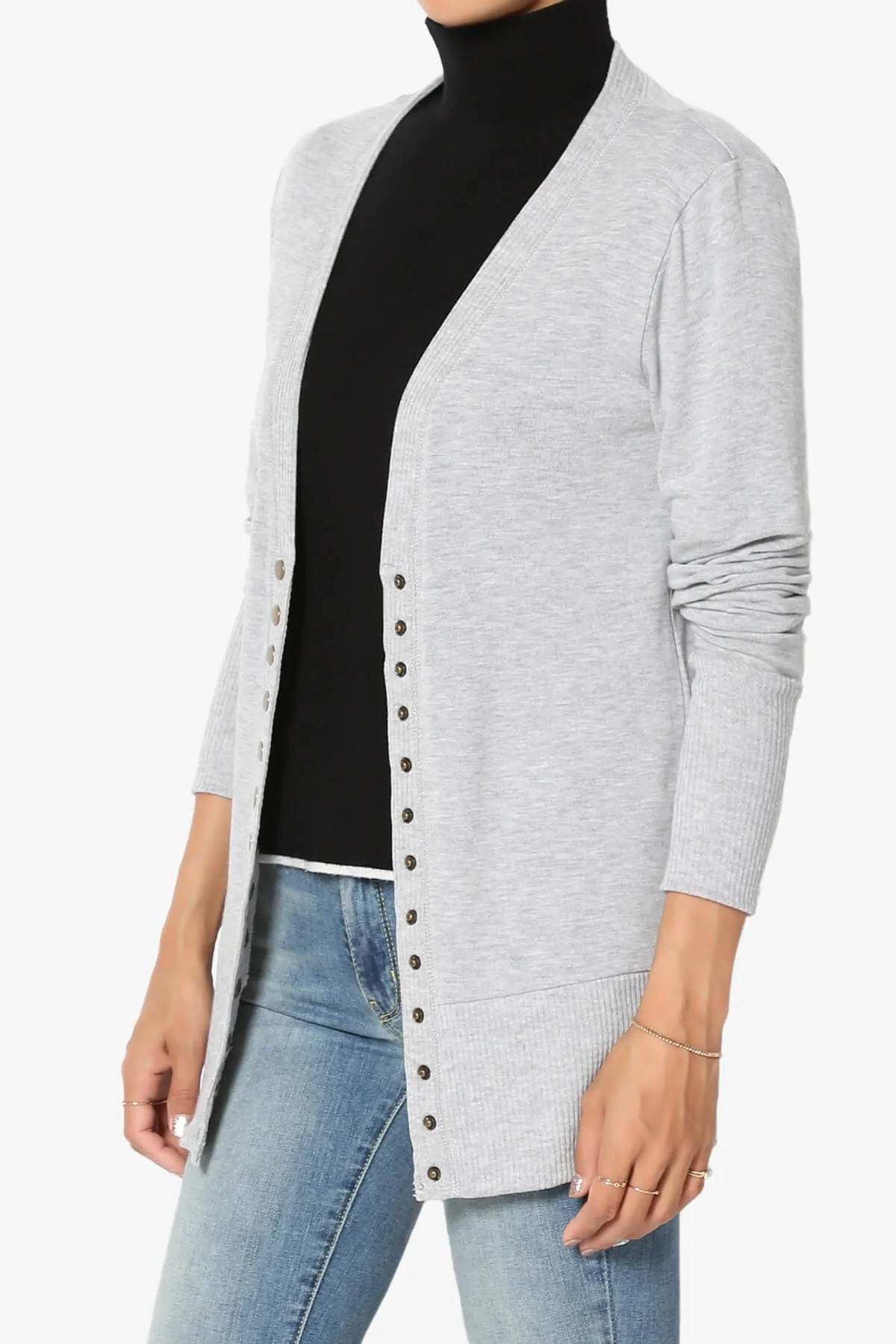 Braeden Snap Button V-Neck Cardigan PLUS