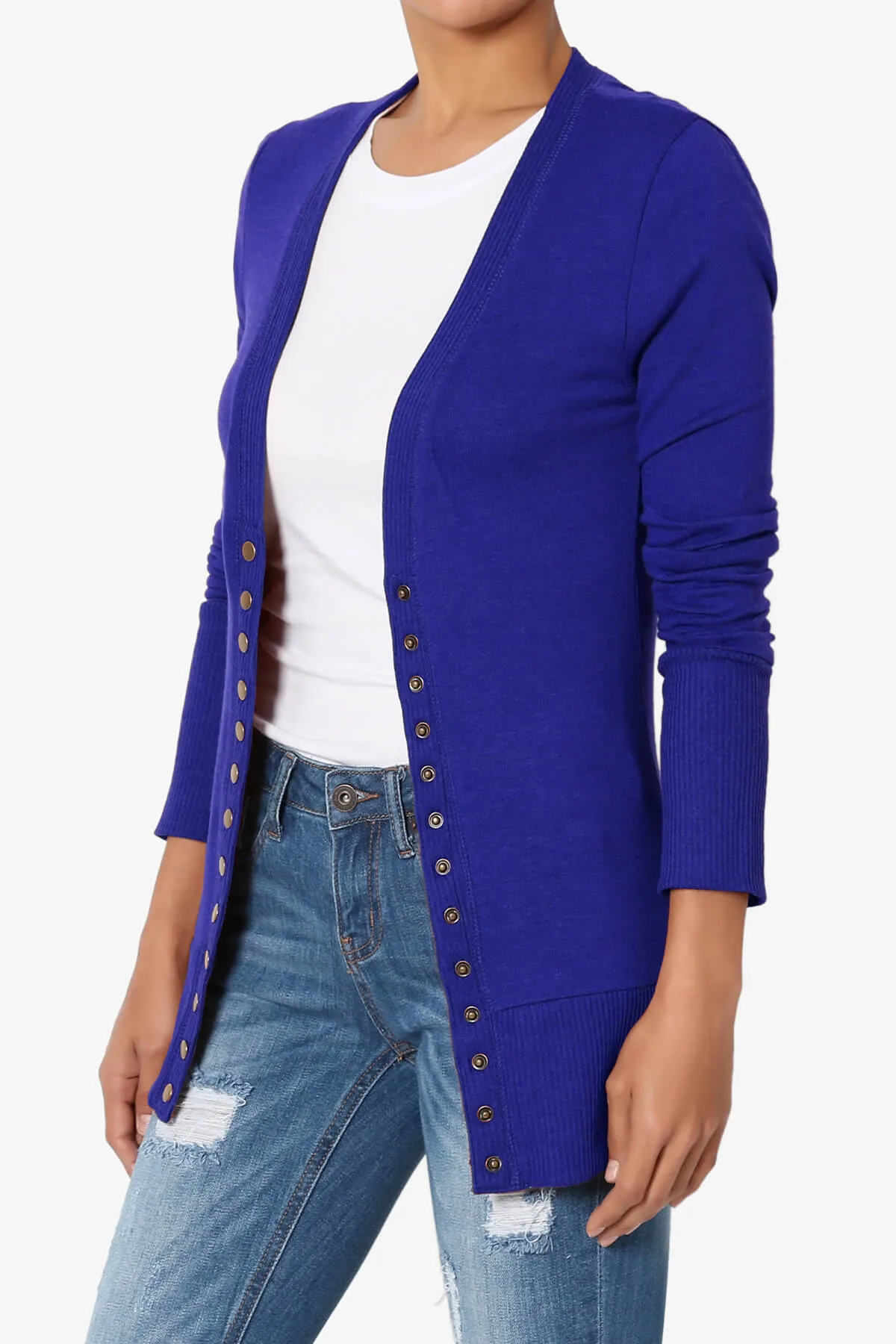 Braeden Snap Button V-Neck Cardigan PLUS