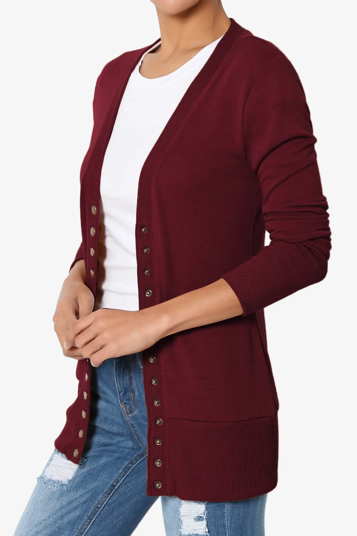 Braeden Snap Button V-Neck Cardigan PLUS