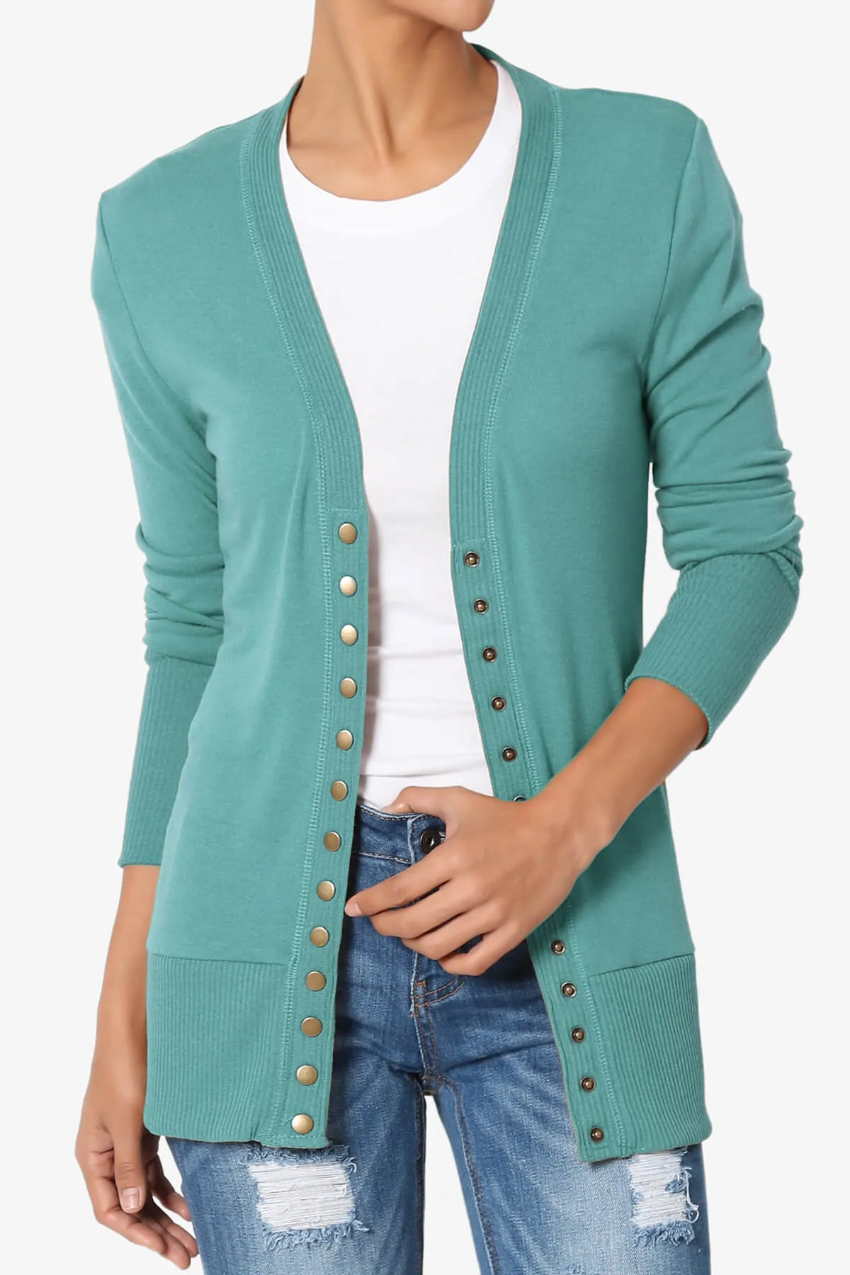 Braeden Snap Button V-Neck Cardigan PLUS