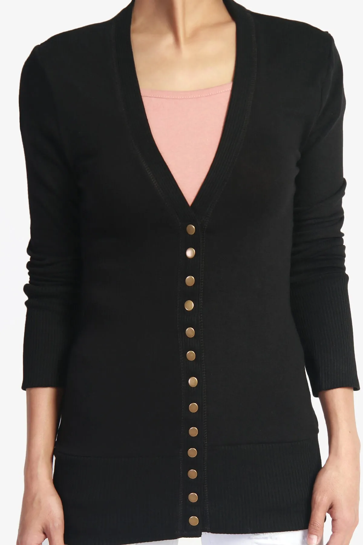 Braeden Snap Button V-Neck Cardigan PLUS