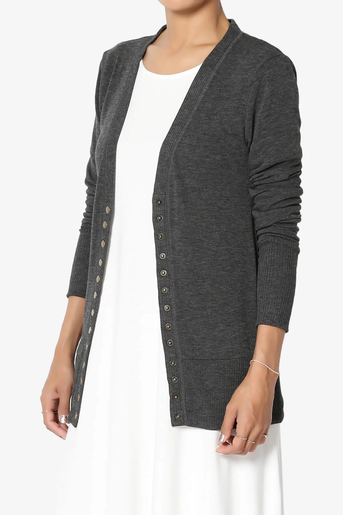 Braeden Snap Button V-Neck Cardigan PLUS