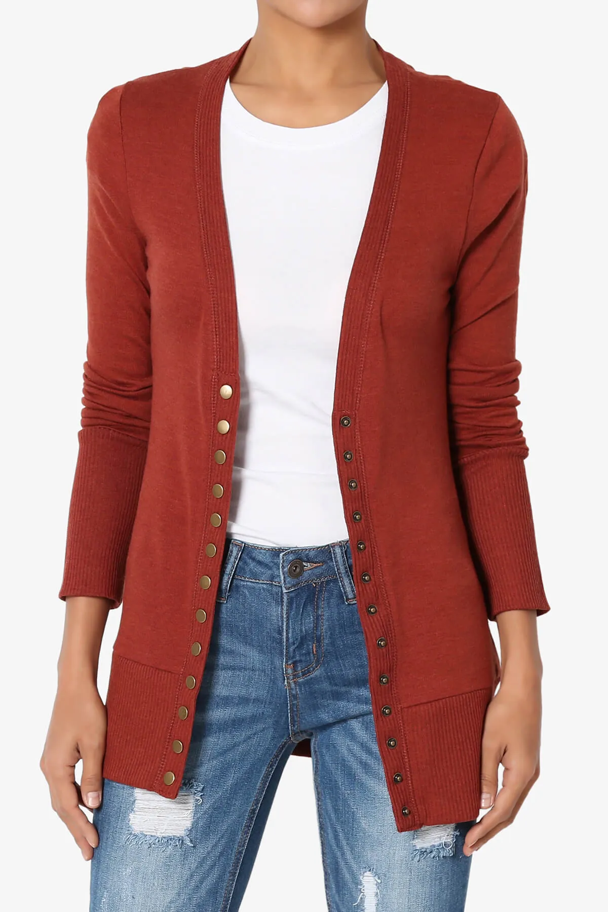 Braeden Snap Button V-Neck Cardigan PLUS