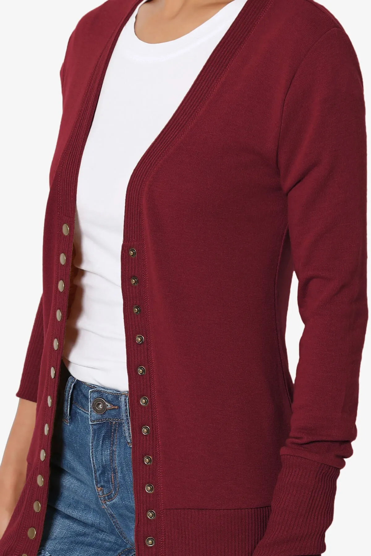 Braeden Snap Button V-Neck Cardigan PLUS