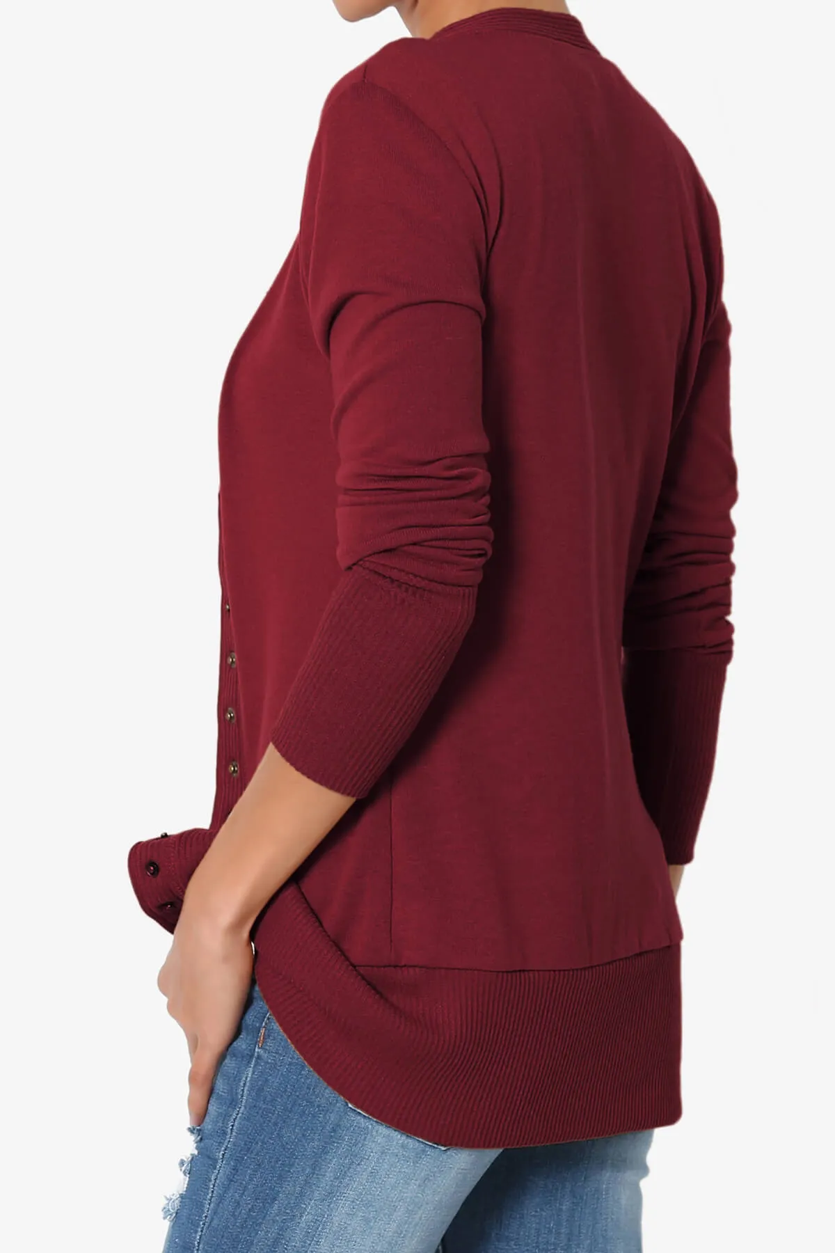 Braeden Snap Button V-Neck Cardigan PLUS