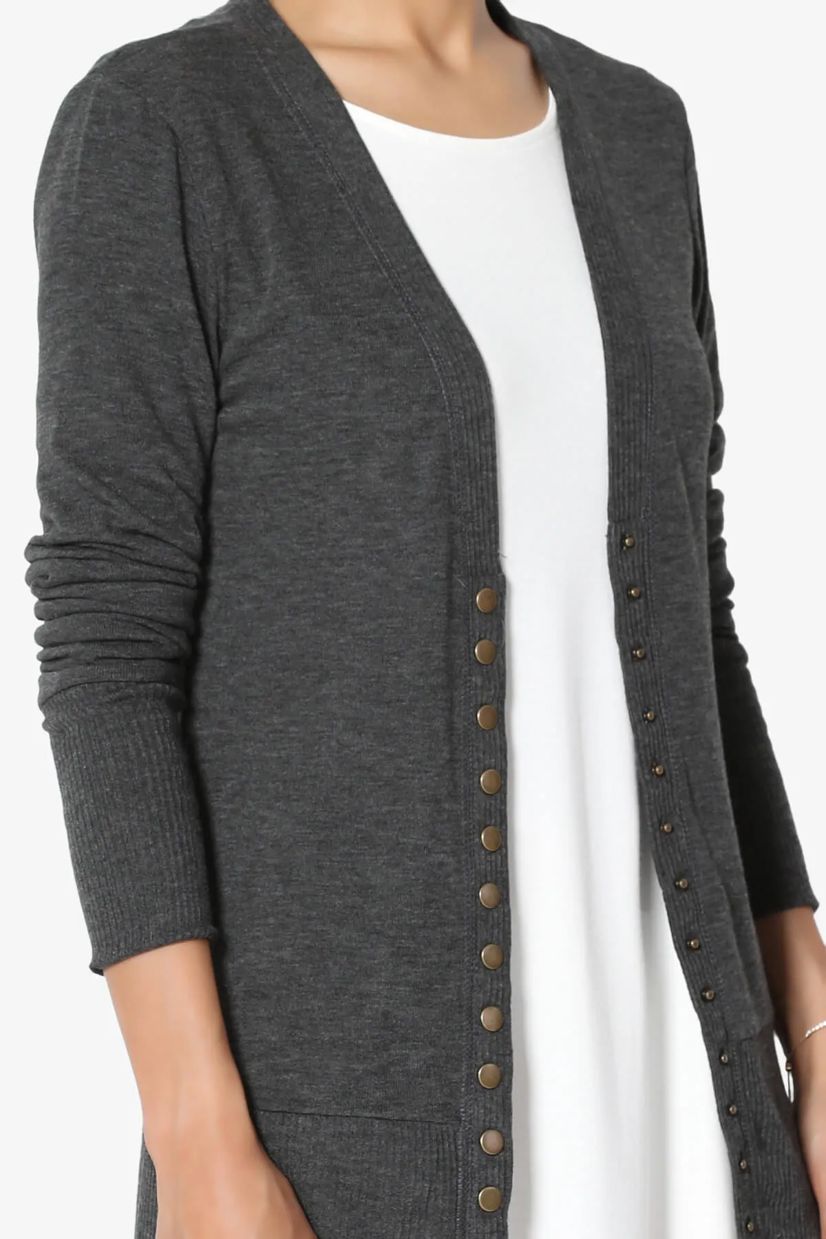 Braeden Snap Button V-Neck Cardigan PLUS