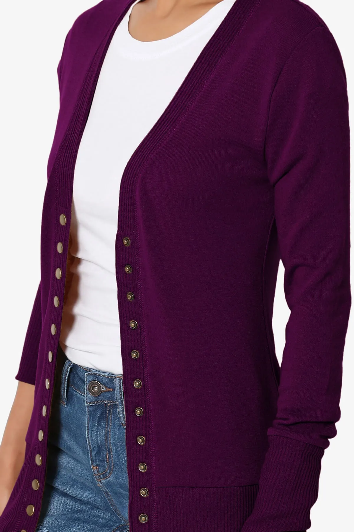 Braeden Snap Button V-Neck Cardigan PLUS