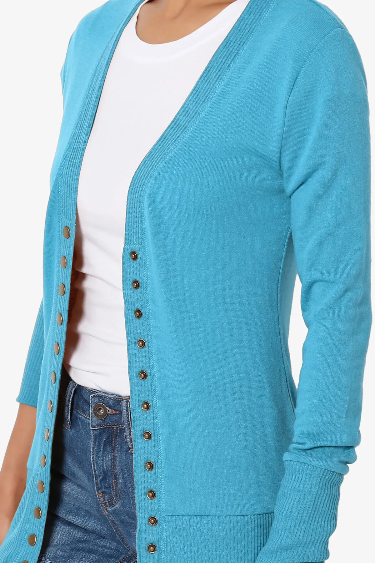 Braeden Snap Button V-Neck Cardigan PLUS