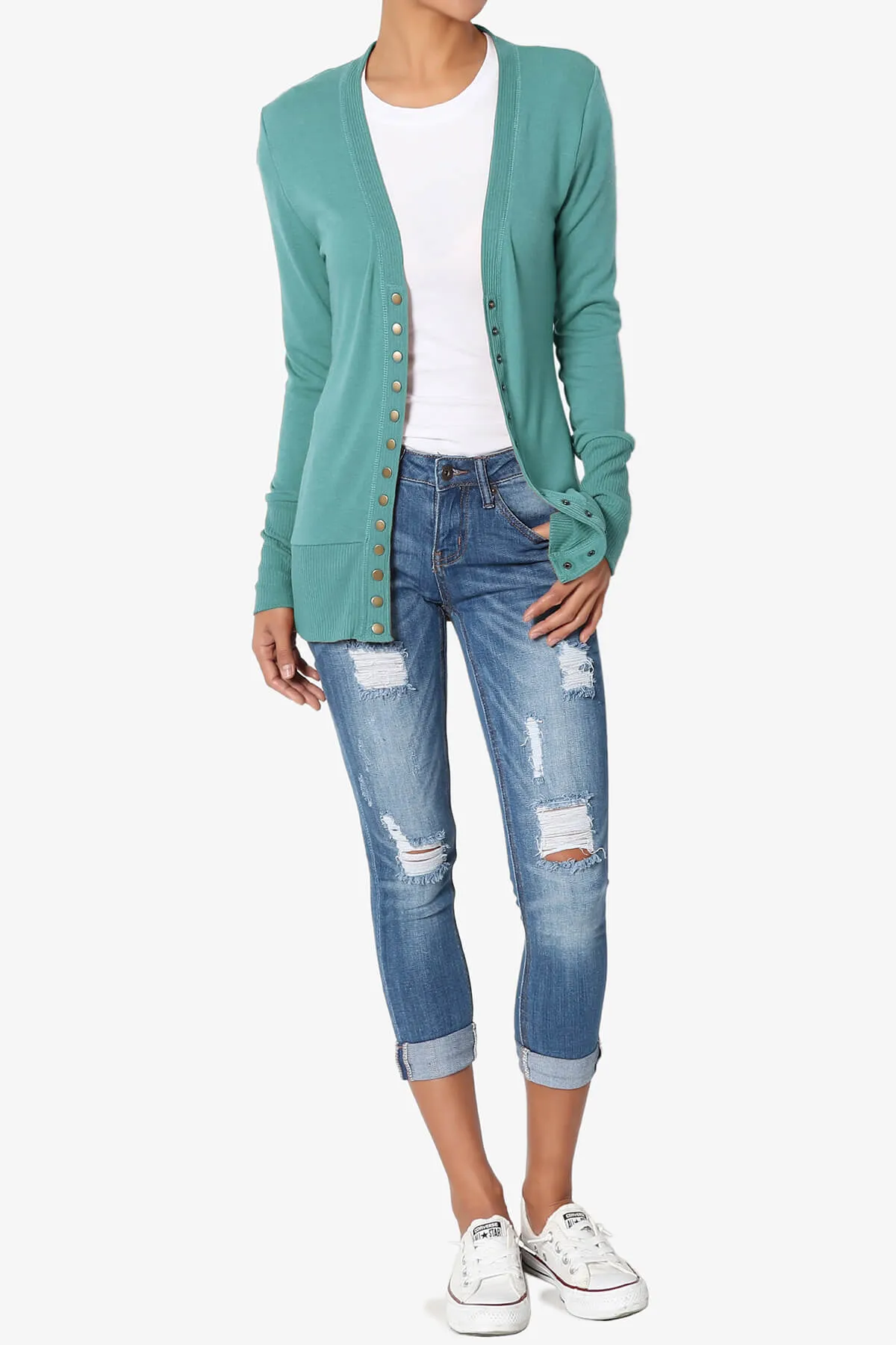 Braeden Snap Button V-Neck Cardigan PLUS