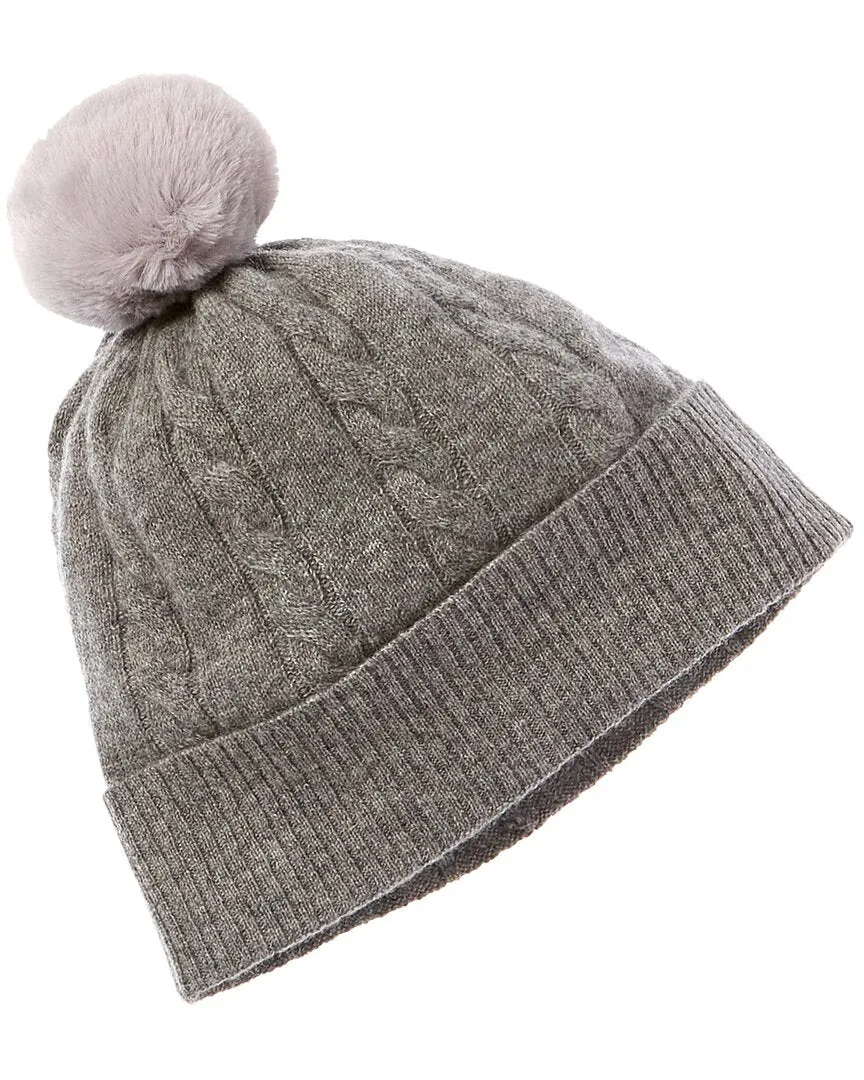 Brodie Cashmere Contrast Pom Cable Cashmere Hat