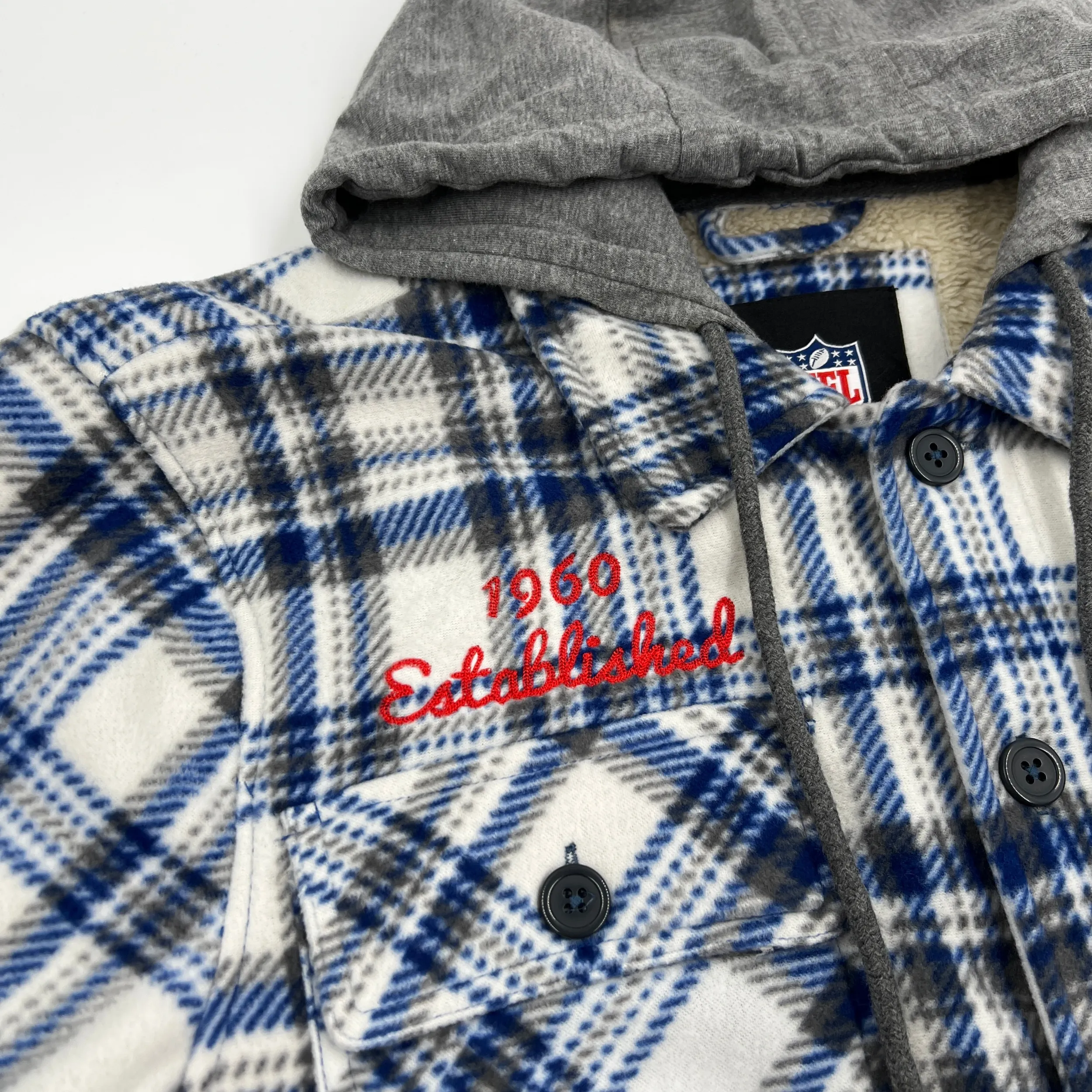 Buffalo Bills Blue & White Plaid Sherpa Jacket