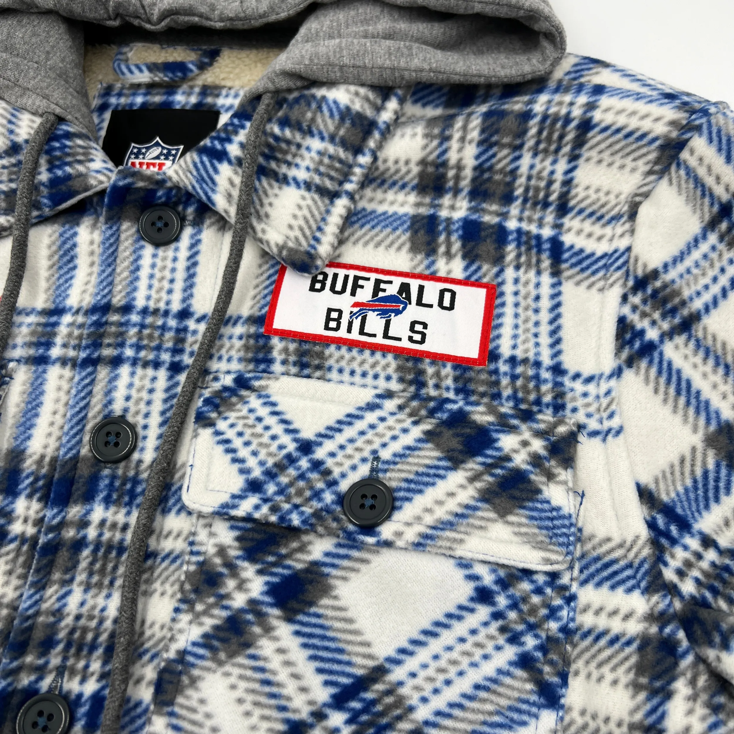 Buffalo Bills Blue & White Plaid Sherpa Jacket