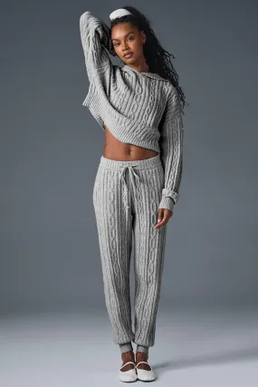 Cable Knit Winter Bliss Pant - Athletic Heather Grey