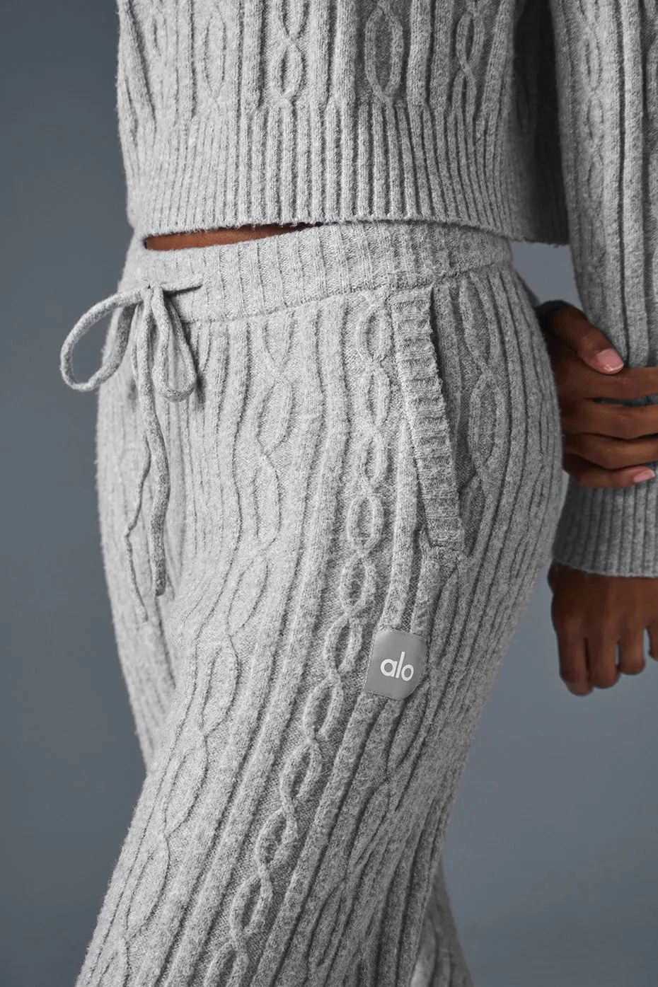 Cable Knit Winter Bliss Pant - Athletic Heather Grey