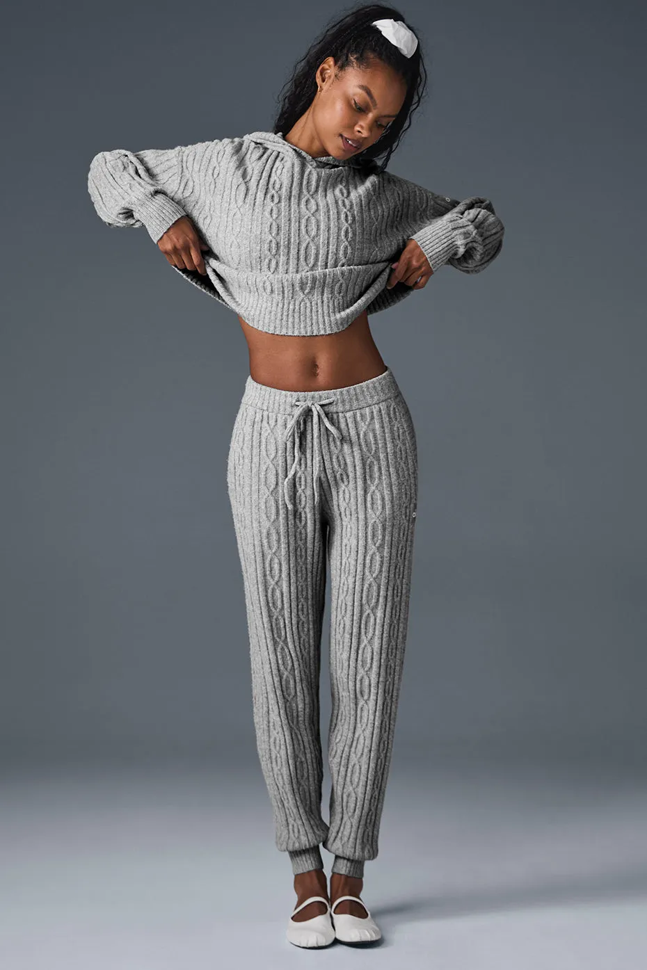 Cable Knit Winter Bliss Pant - Athletic Heather Grey