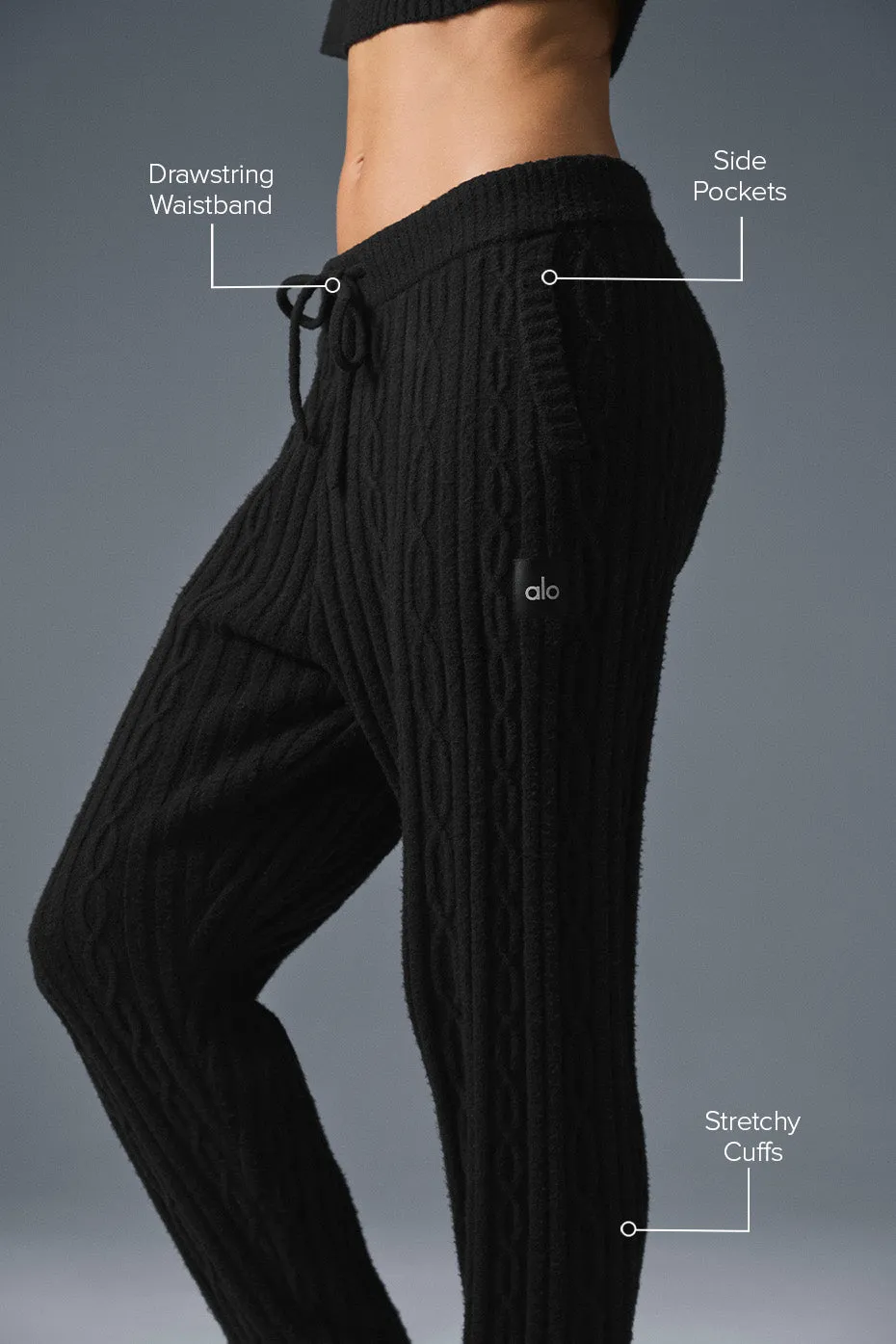 Cable Knit Winter Bliss Pant - Black