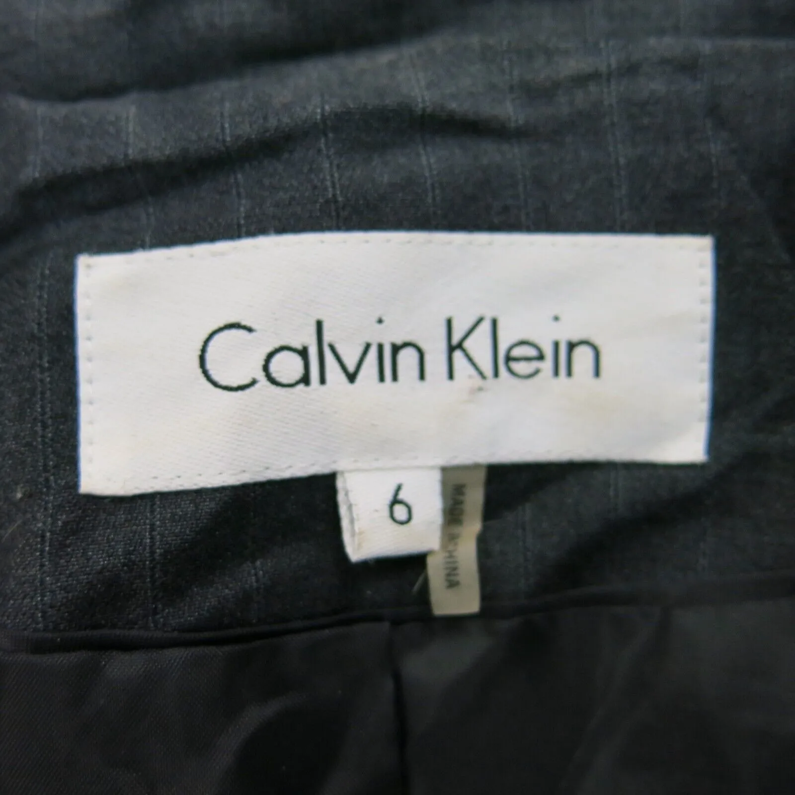 Calvin Klein Womens Blazer Coat Single Breasted Long Sleeves Pocket Black Size 6