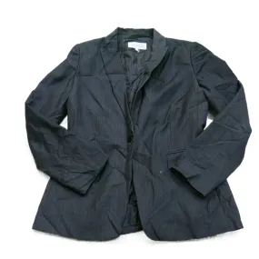 Calvin Klein Womens Blazer Coat Single Breasted Long Sleeves Pocket Black Size 6
