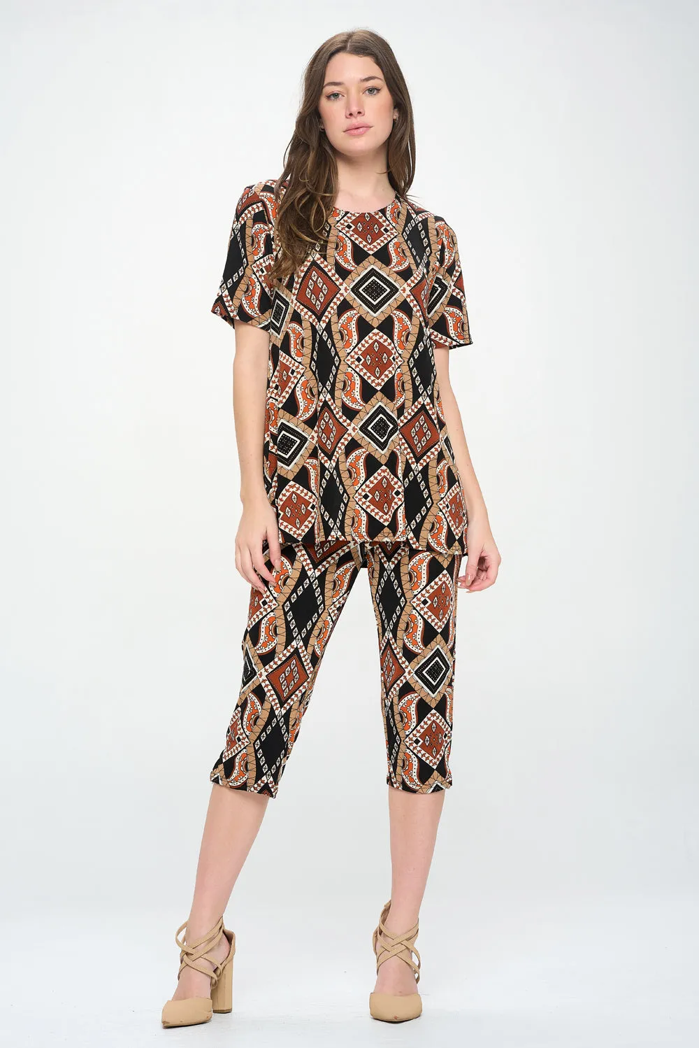 Capri Pant Set Short Sleeve - 9003BN-SRP1-W385
