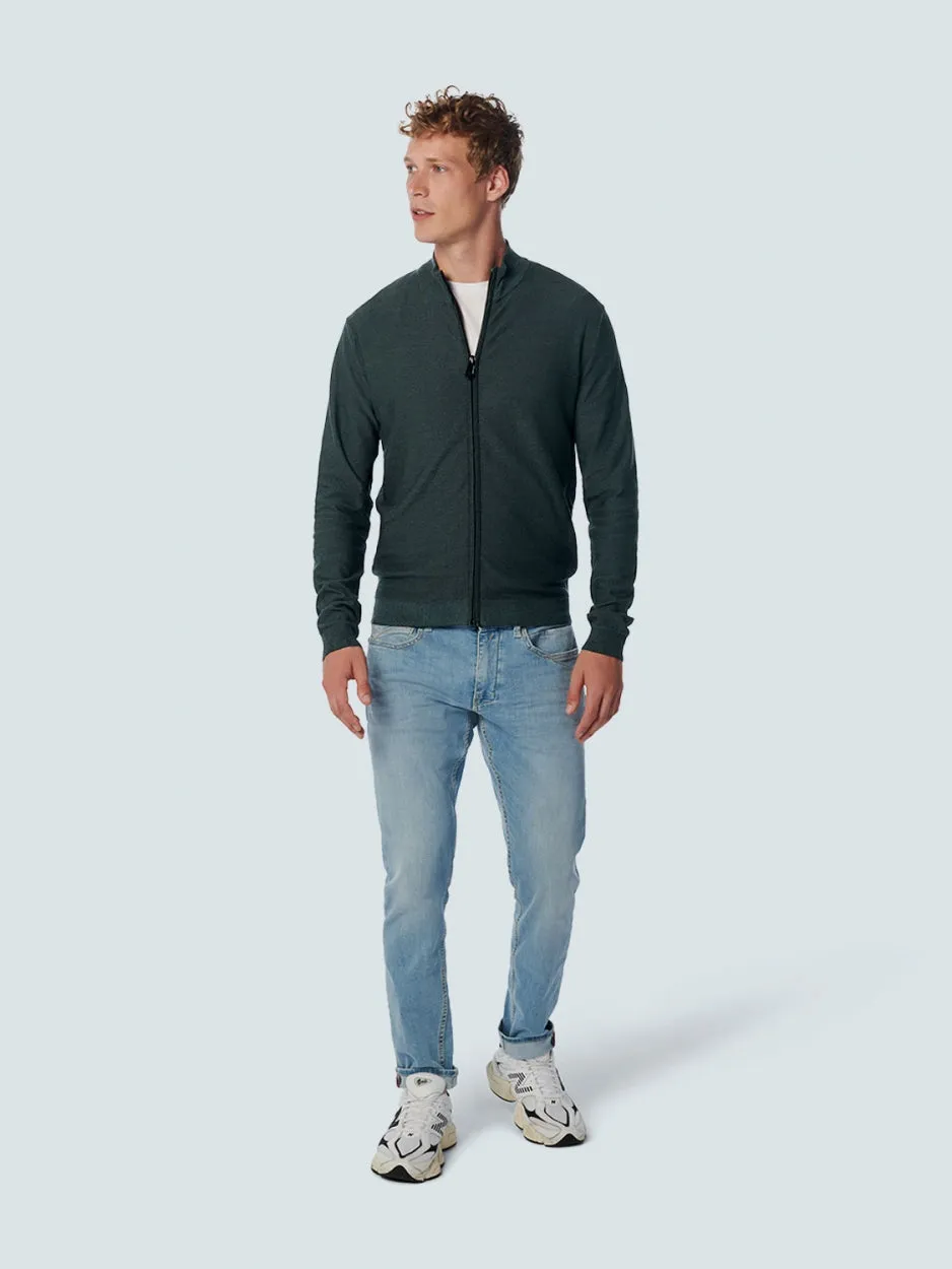 Cardigan 2 Coloured Jacquard | Steel