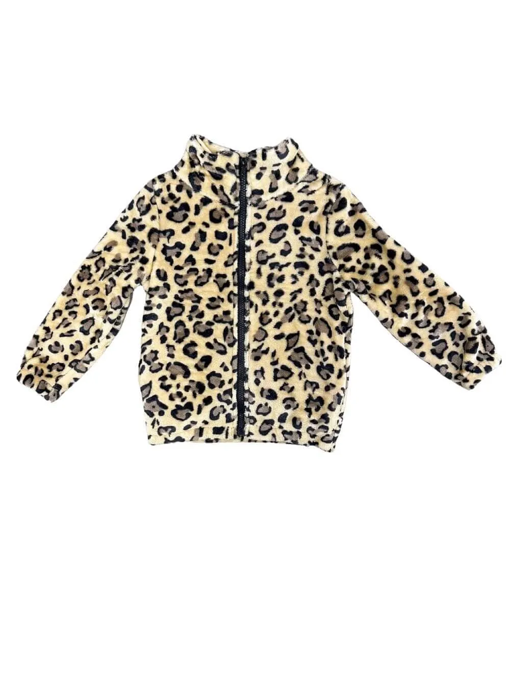 Cheetah Sherpa Zip Up Girls Jacket