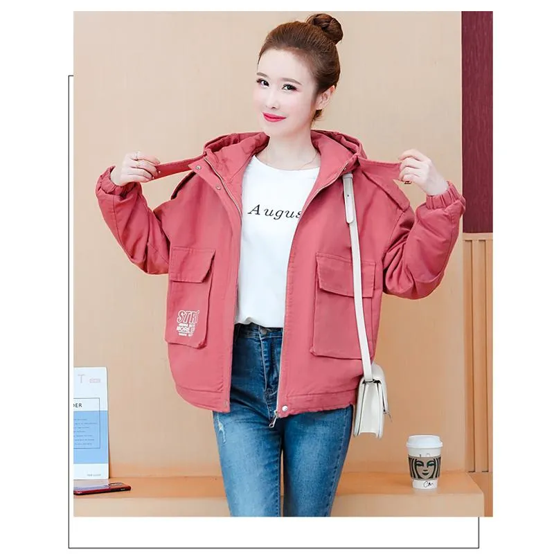 Chic Cropped Casual Loose Fit Sherpa-Lined Hooded Jacket