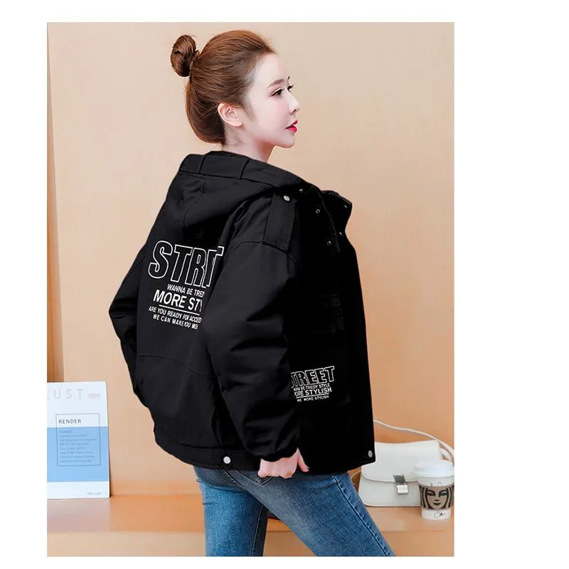 Chic Cropped Casual Loose Fit Sherpa-Lined Hooded Jacket