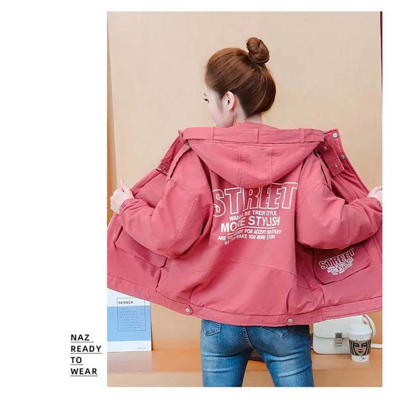 Chic Cropped Casual Loose Fit Sherpa-Lined Hooded Jacket