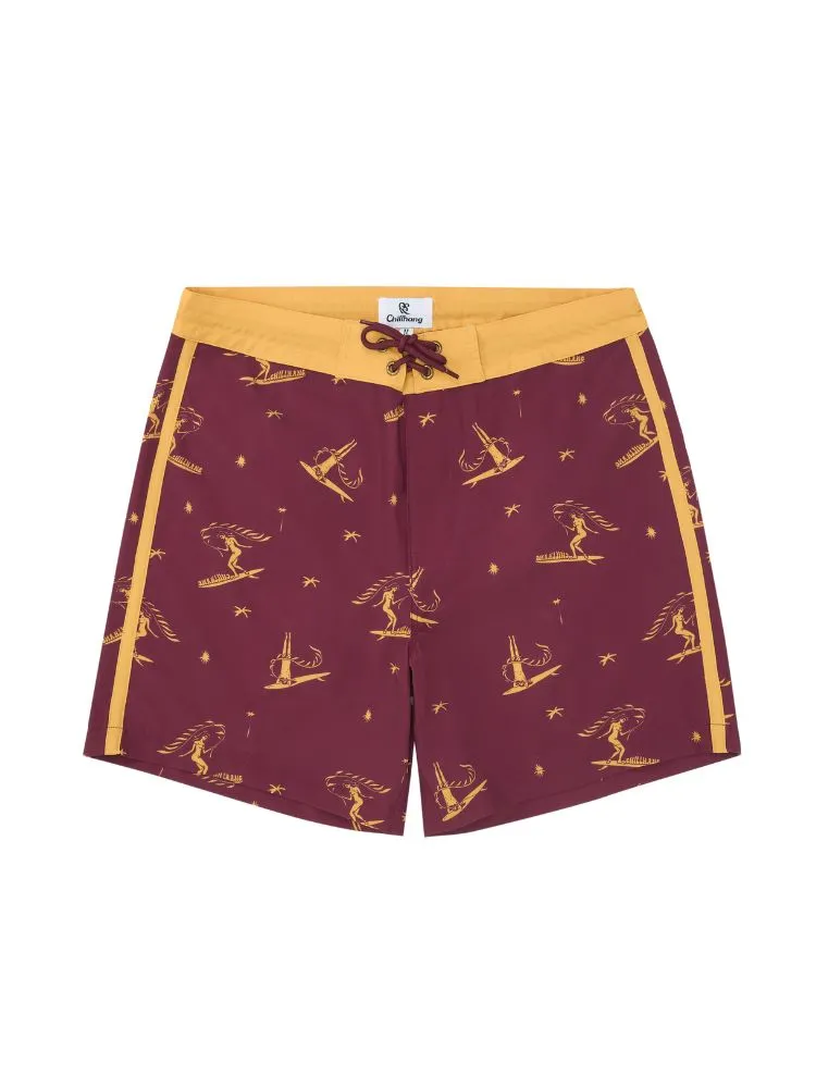 CHILLHANG Rose Red Surf Iconic Men's Shorts