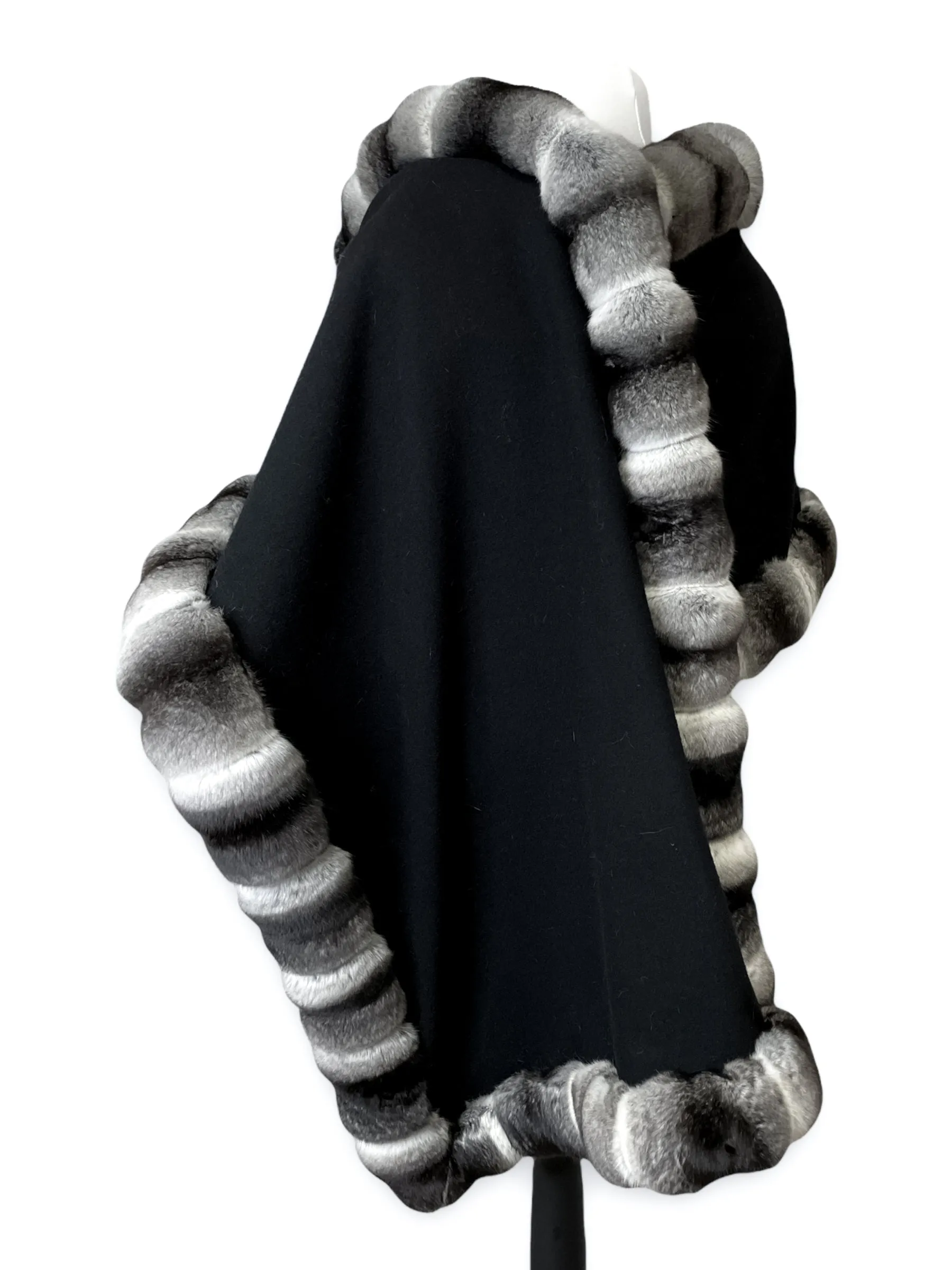 Chinchilla Fur Trimmed Cashmere Shawl