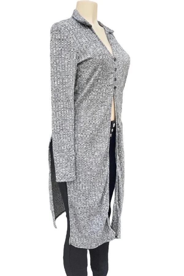 Collar Long Sleeve Duster Cardigan