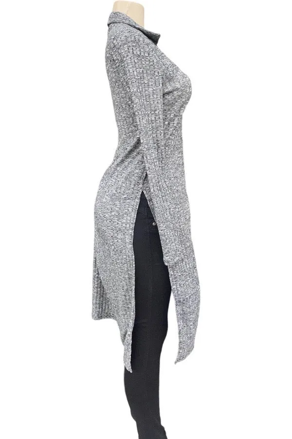 Collar Long Sleeve Duster Cardigan