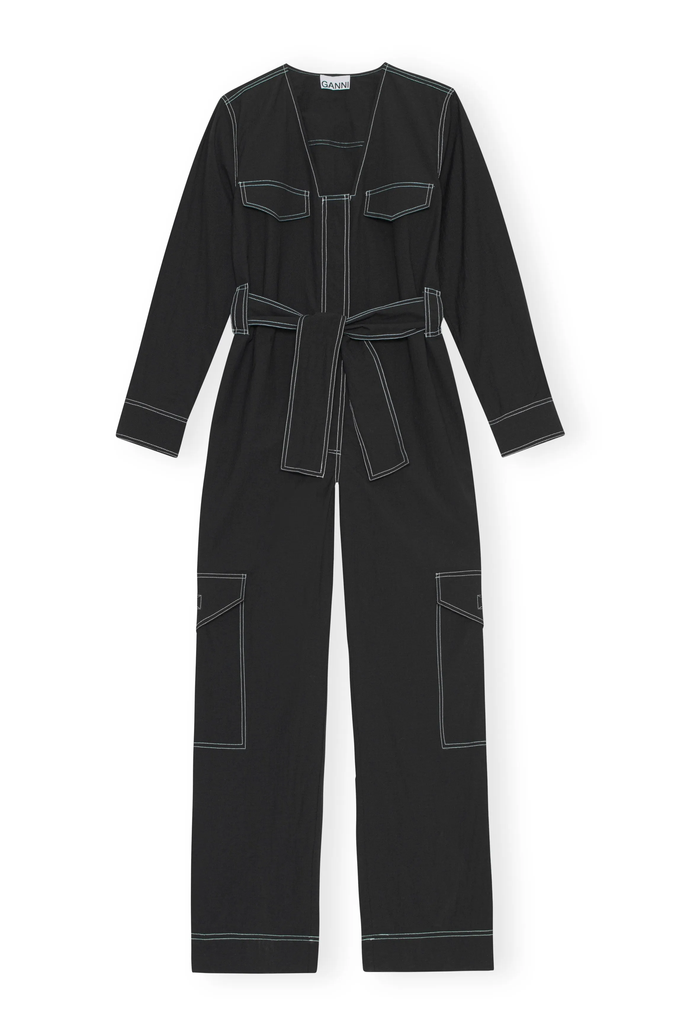 Cotton Crepe Jumpsuit - Black