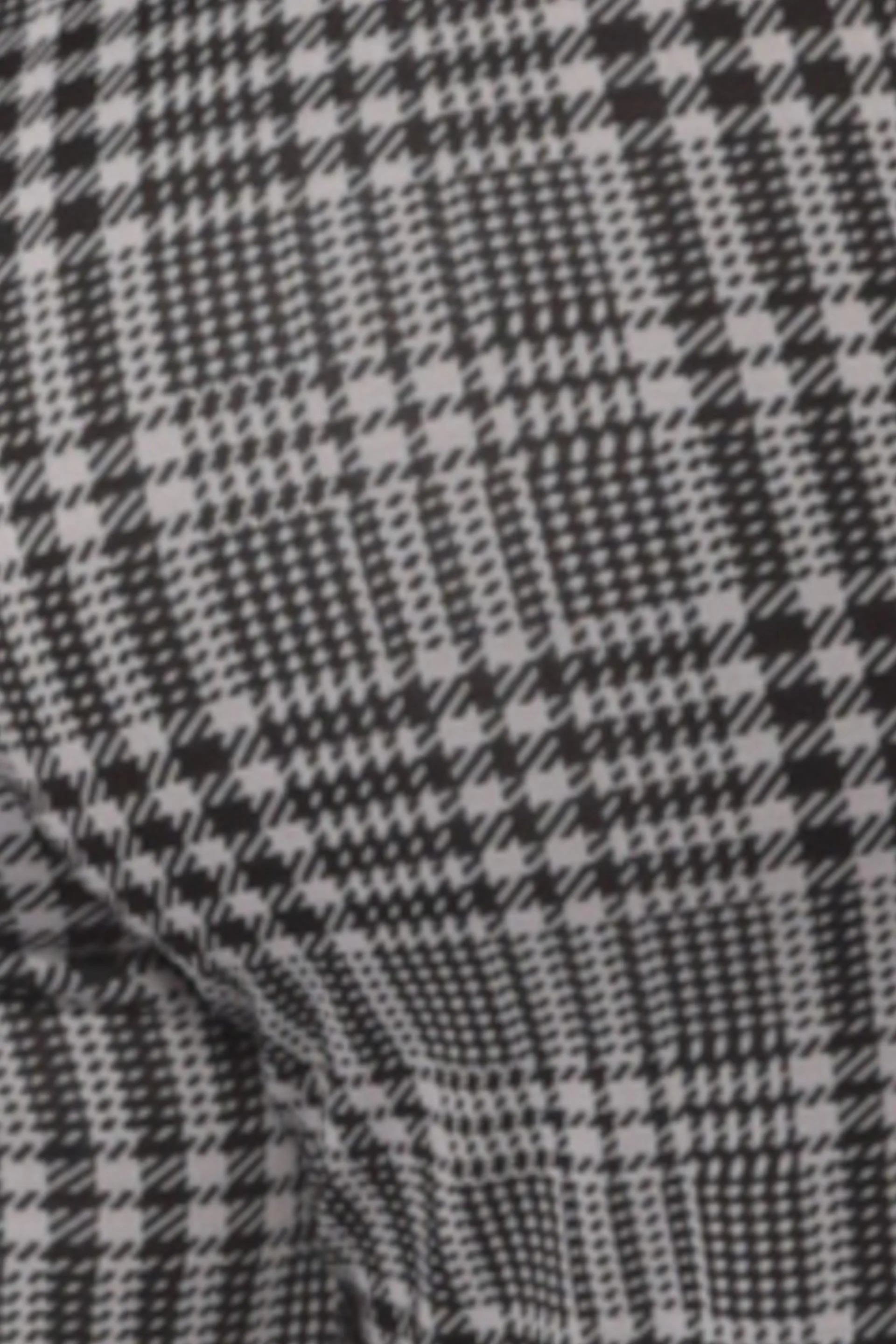 Cropped Straight Leg Pants With Button Waist Detail - Black, White Plaid