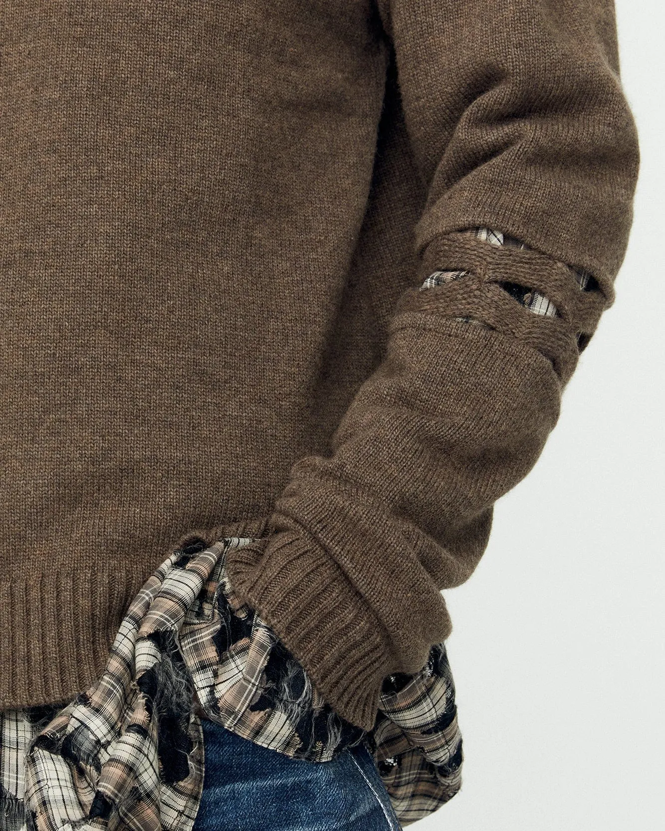 CUT OUT POLO SWEATER atb1158m(BROWN)