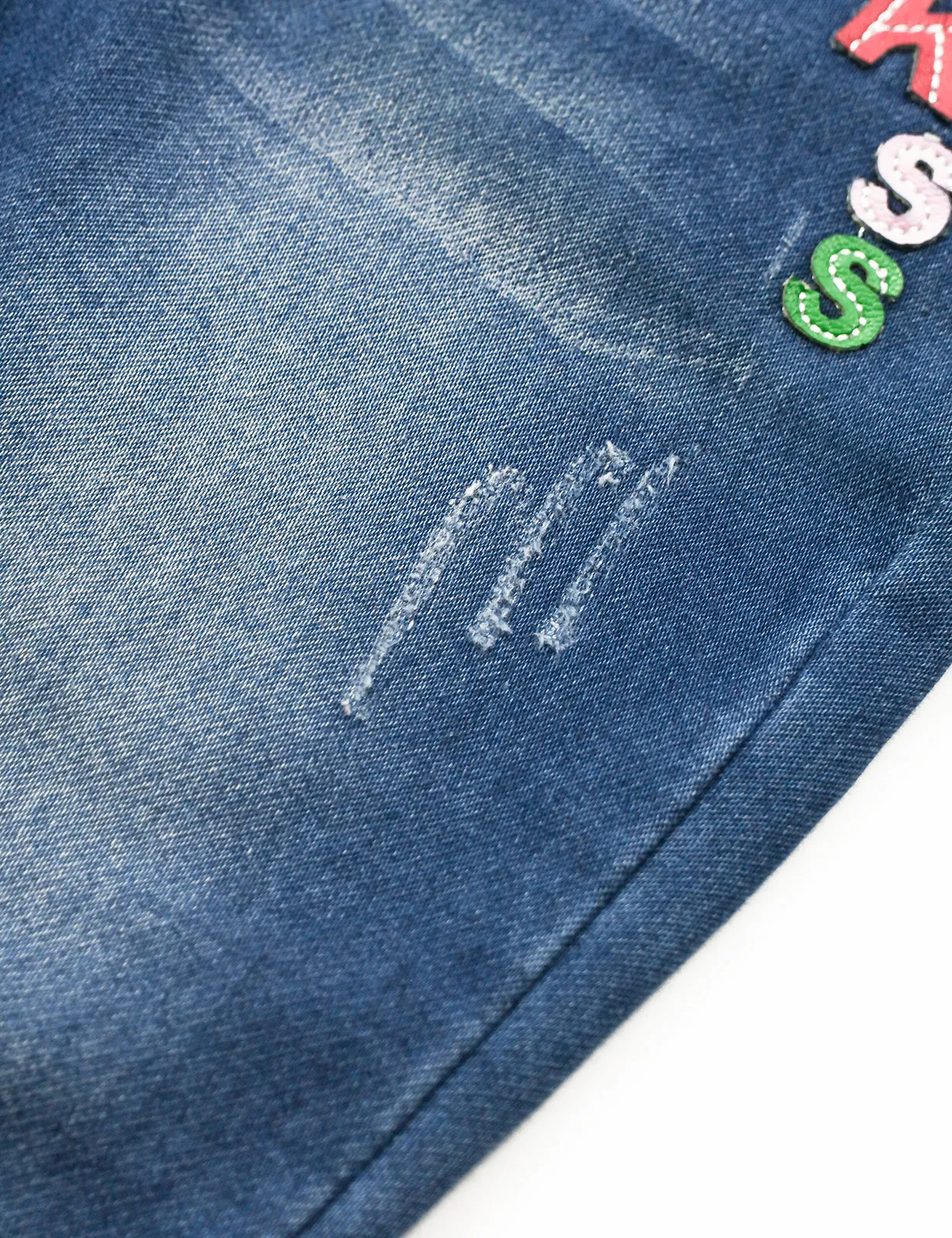 Cute Baby Denim Overalls Embroidered Jumpsuit