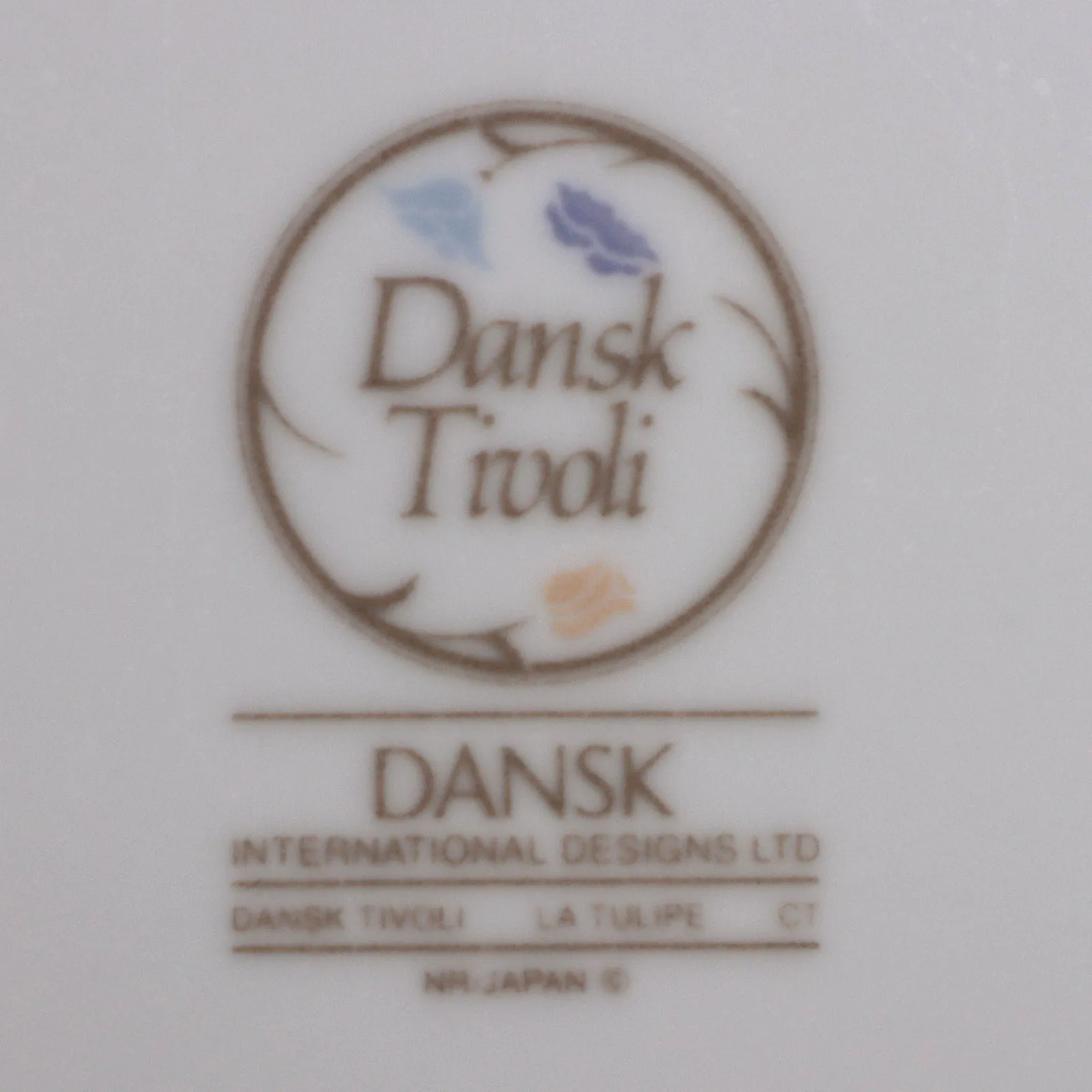 Dansk La Tulipe Taupe Tivoli Dinner Plate 10 3/4" Peach Tulip Trim Vintage 1986