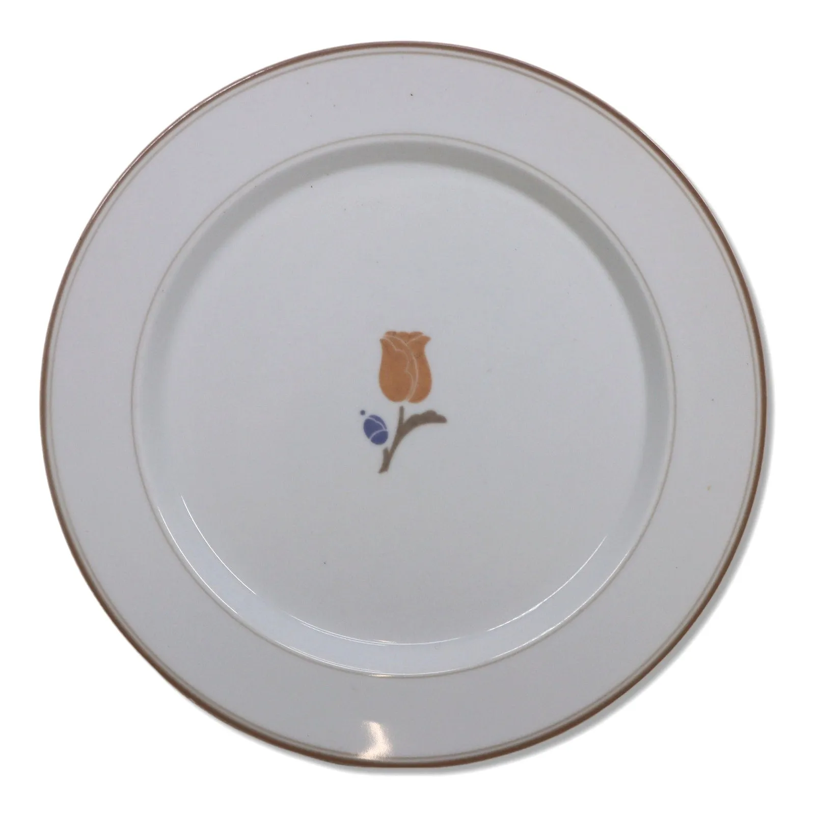 Dansk La Tulipe Taupe Tivoli Dinner Plate 10 3/4" Peach Tulip Trim Vintage 1986