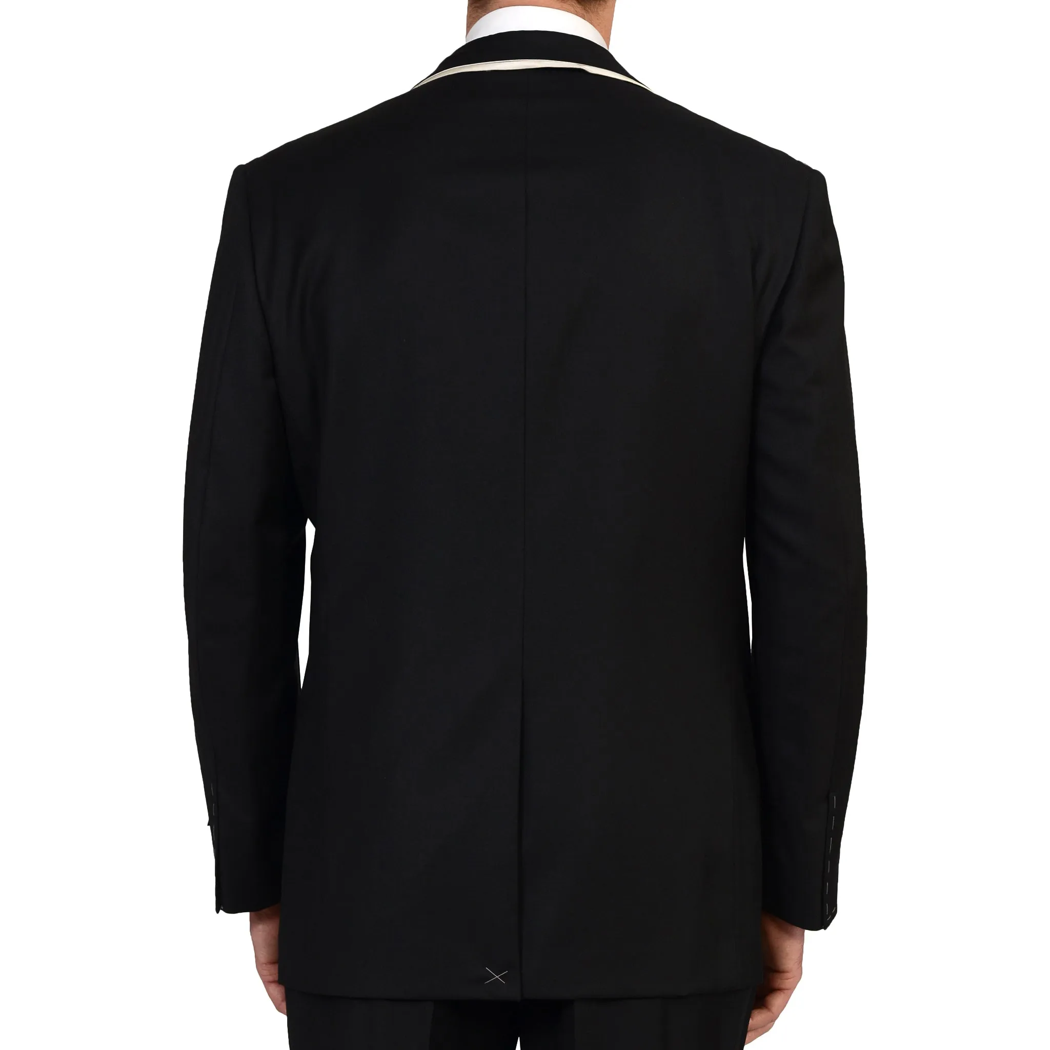 D'AVENZA Handmade Black Wool Super 150's Formal Suit EU 56 NEW US 46