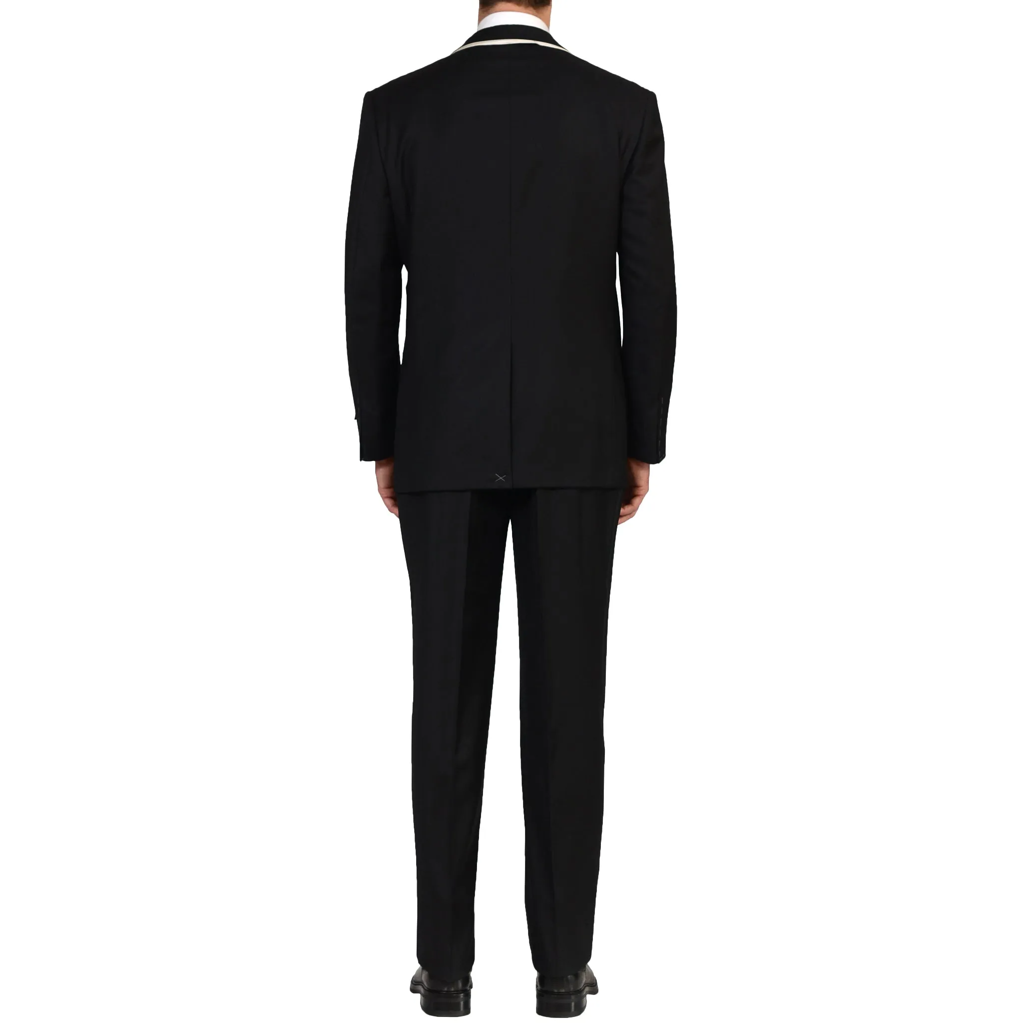 D'AVENZA Handmade Black Wool Super 150's Formal Suit EU 56 NEW US 46