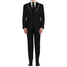 D'AVENZA Handmade Black Wool Super 150's Formal Suit EU 56 NEW US 46