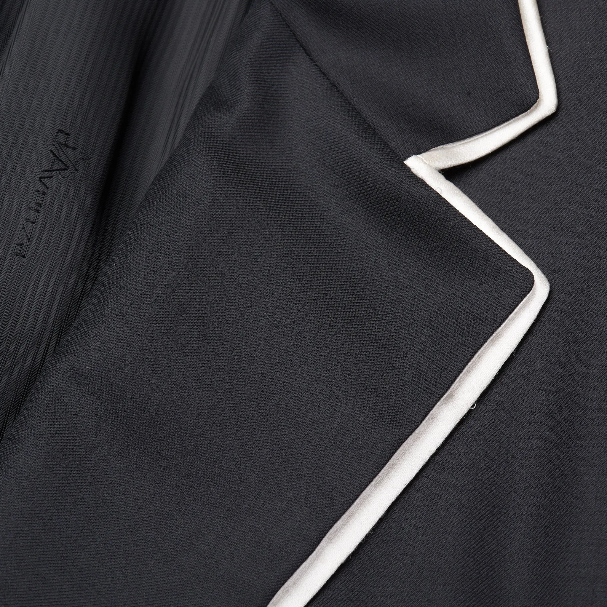D'AVENZA Handmade Black Wool Super 150's Formal Suit EU 56 NEW US 46