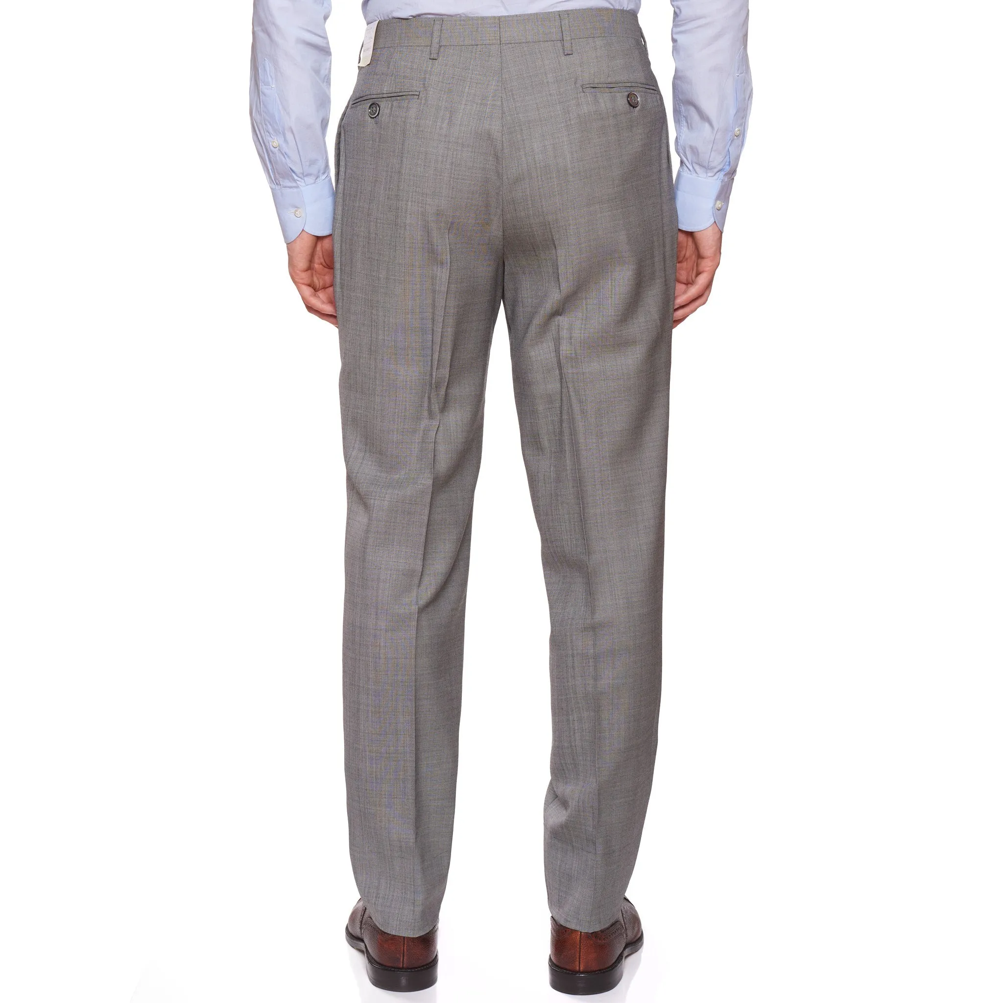 D'AVENZA Handmade Gray Wool Double Breasted Suit EU 52 NEW US 42