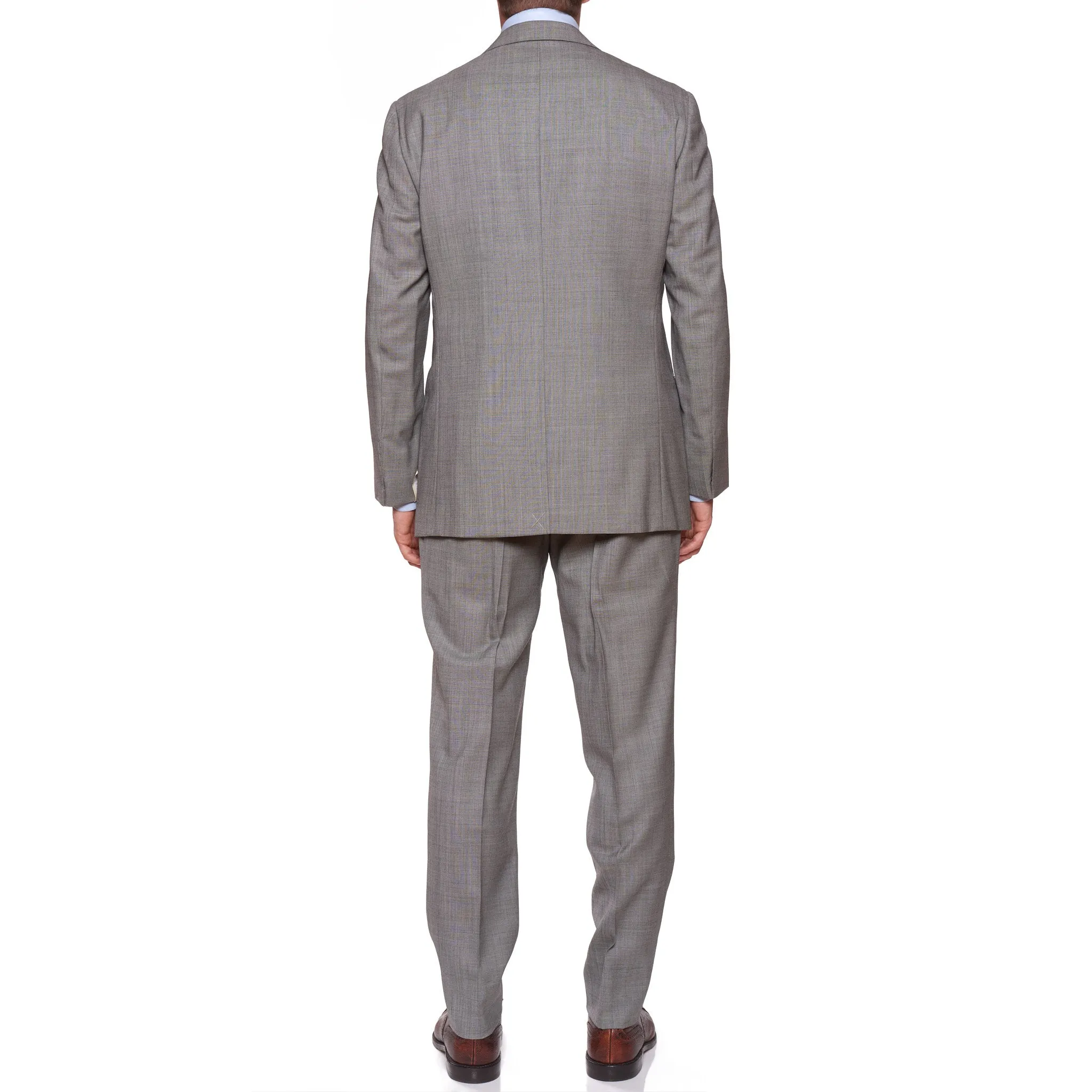 D'AVENZA Handmade Gray Wool Double Breasted Suit EU 52 NEW US 42