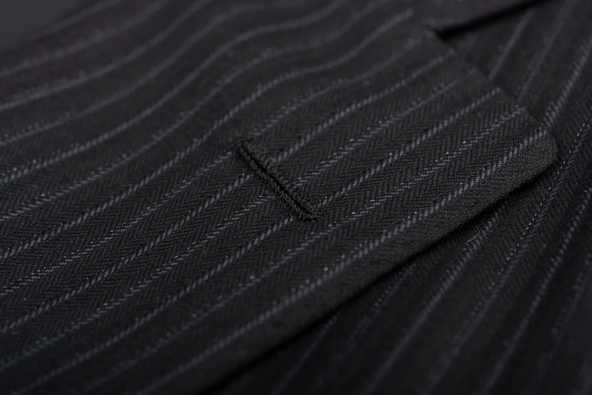 D'AVENZA Roma Handmade Black Striped Wool Super 120's Suit EU 50 NEW US 40
