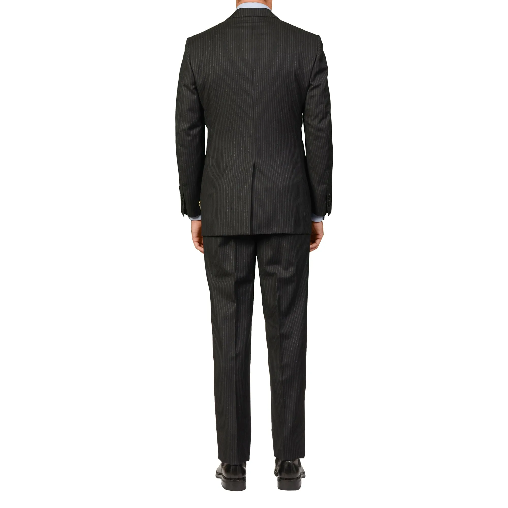 D'AVENZA Roma Handmade Black Striped Wool Super 120's Suit EU 50 NEW US 40