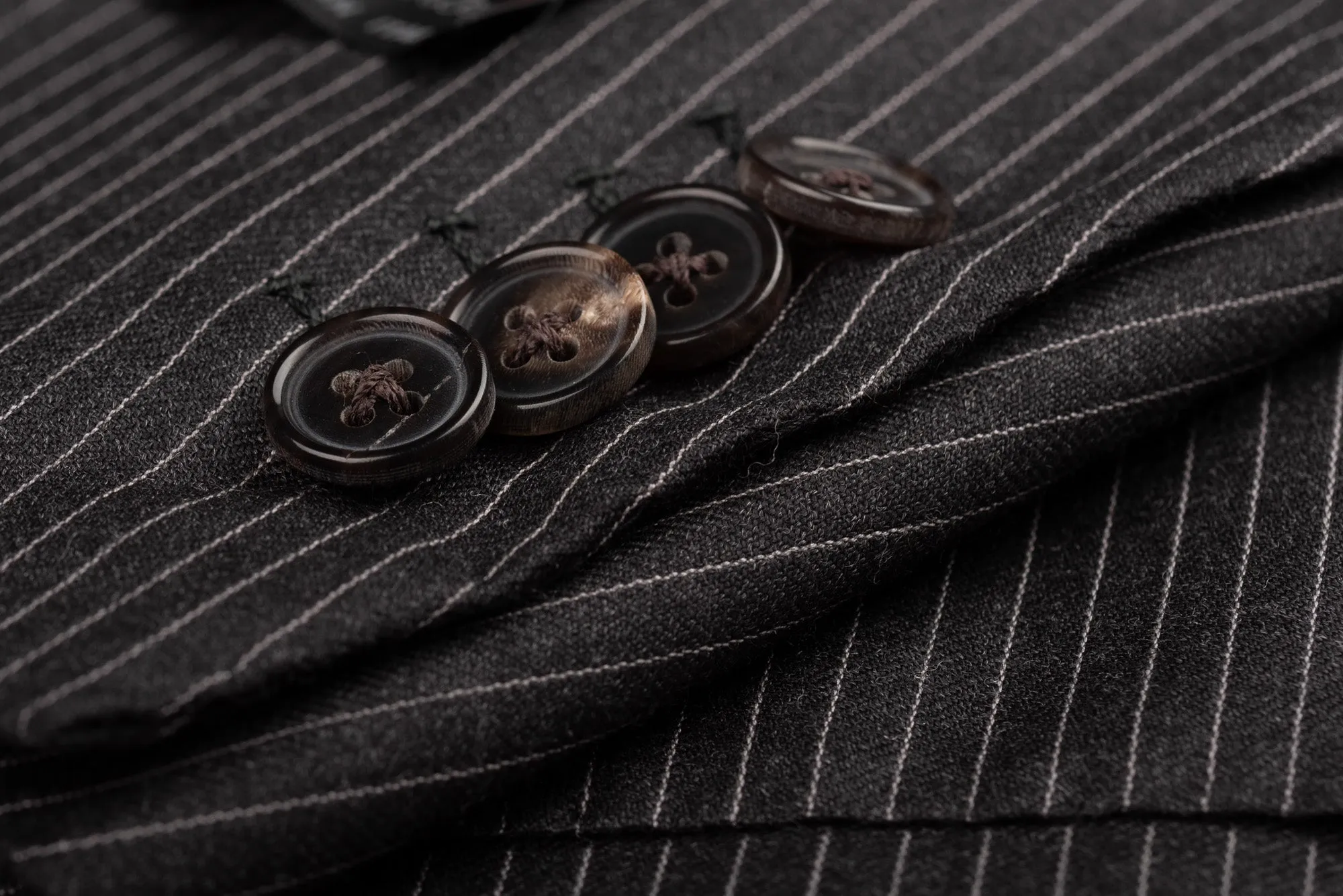 D'AVENZA Roma Handmade Dark Gray Striped Wool Flannel Suit EU 50 NEW US 40